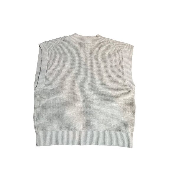 Madewell Waffle V-Neck Sweater Vest Size Large | 100% Cotton Cropped Knit Layeri - Picture 3 of 4